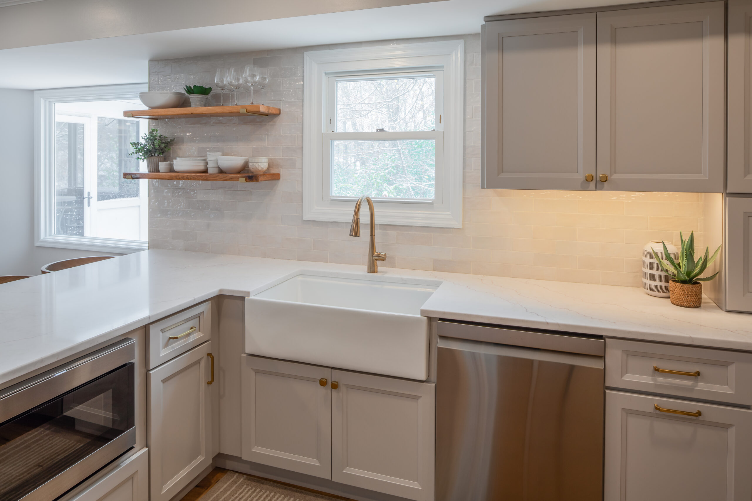 Gray home kitchen renovation featuring custom cabinetry - JEM Designs Cincinnati Ohio